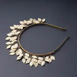 Retro Gold Leaf Headbands Wedding Roman Bride Greek Accessories Hoop Headband Head Crown Hair Tiaras Jewelry Bride Women Ha C2F1