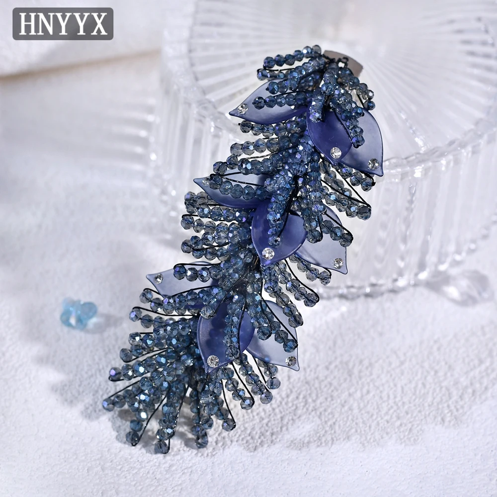 

HNYYX Korean Ladies Crystal Beaded Hair Clips Temperament Spring Hair Forks Elegant Hair Pin Ladies Hair Accessories A303