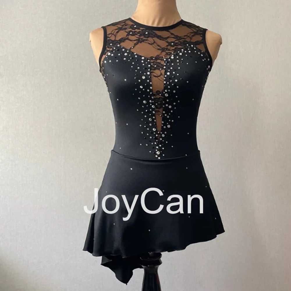 

JoyCan Ice Figure Skating Dress Girls Black Spandex Stretchy Competition Dance Wear Customized