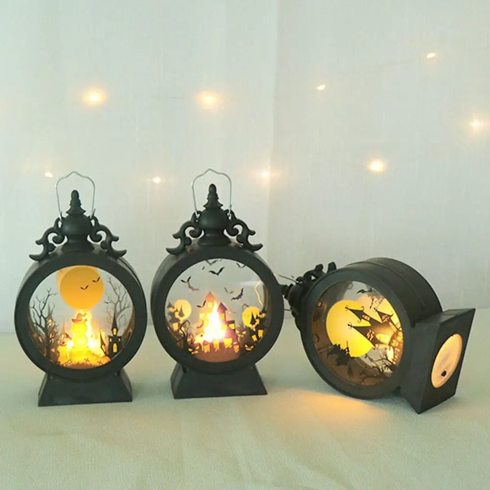 for Home,Party,Bar Gifts Castle,Pumpkin,Witch Pattern Halloween Decor Halloween Party Layout Small Wind Light Vintage Lantern