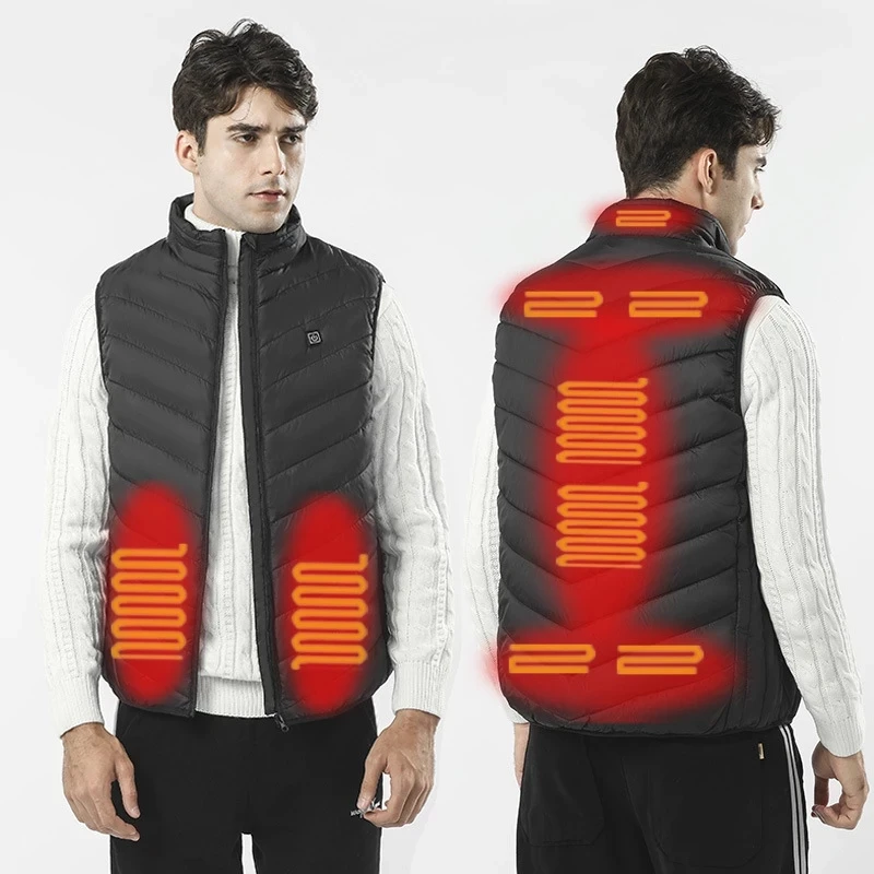 17 PCS Heated vest Jacket Fashion Men Women Coat Intelligent USB Electric Heating Thermal Warm Clothes Winter Heated Vest