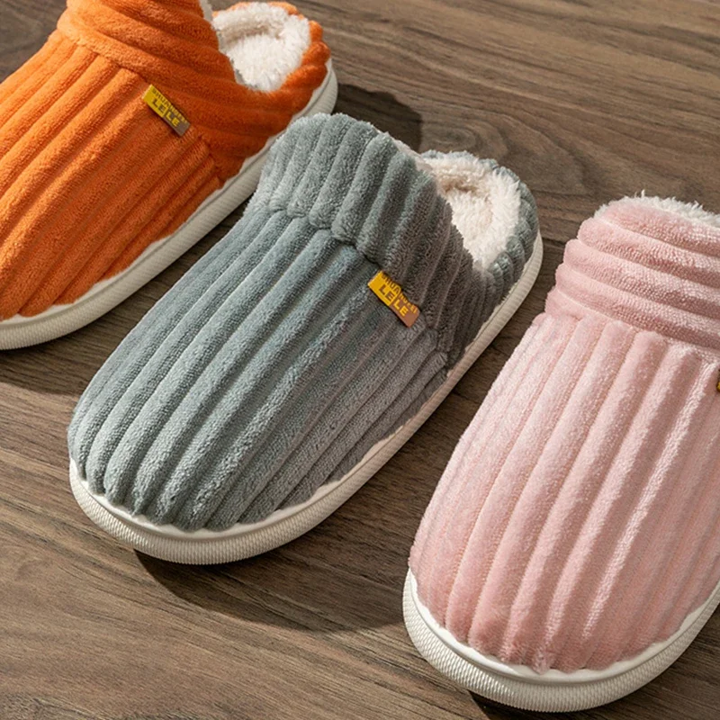 Pantoufles plates en peluche unisexe, toboggans en coton, chaussures chaudes, moelleuses, non ald, maison décontractée, hommes et femmes, document solide concis, hiver