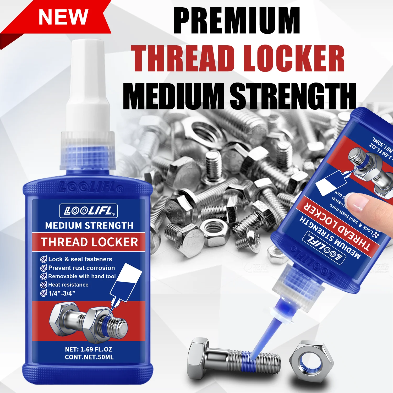 

Герметик для резьбы, анаэробные клеевые гайки, болты, крепежные детали и металлические замки для резьбы, клей для отверждения без кислорода для предотвращения ослабления.