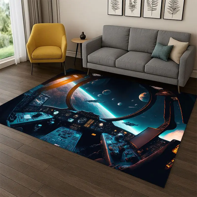 Aircraft Control Cockpit Cabin Spacecraft Moto Carpet Rug for Bedroom Living Room Sofa Doormat Home Decor,Area Rug Non-slip