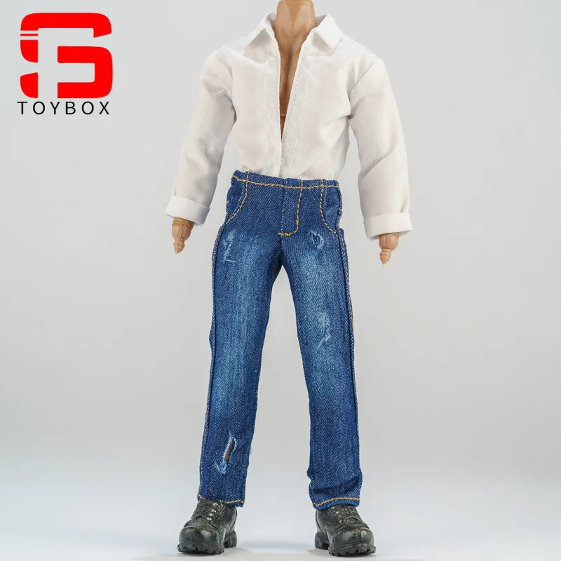 Escala 1/12 soldado masculino camisa casual jeans roupas modelo para figura de ação de 6 polegadas corpo bonecas brinquedo