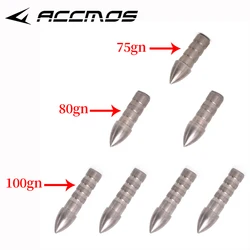 Embouts de flèche en acier inoxydable, 75/80/100 grains, ID 6.2mm, bricolage, accessoire, 12 pièces