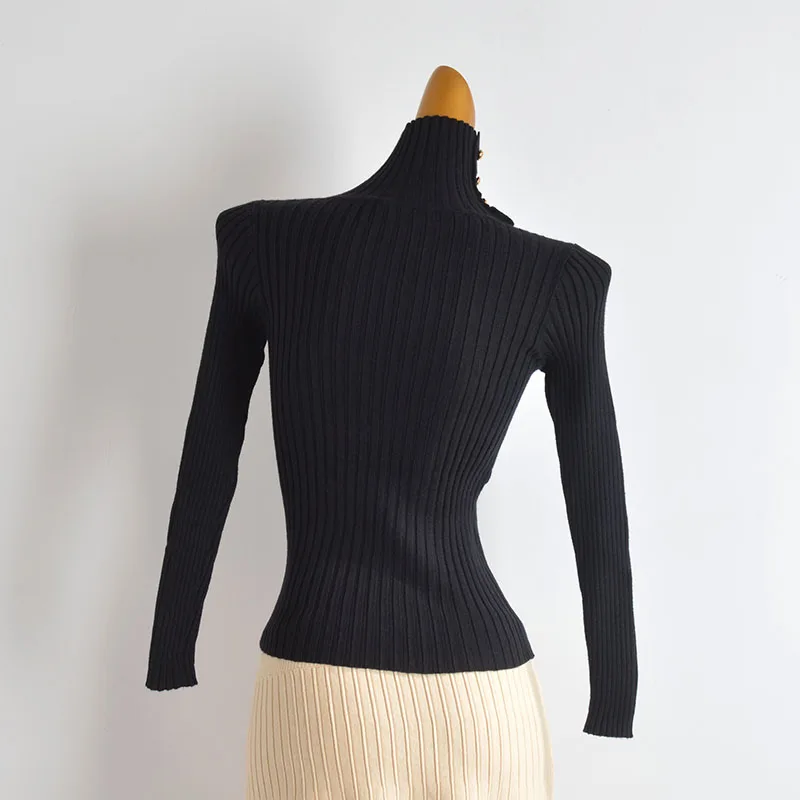 Suéter de Cuello Alto para Mujer, Manga Larga, Ajustado, Estilo Informal para Otoño e Invierno, Color Sólido, Estilo para el ...