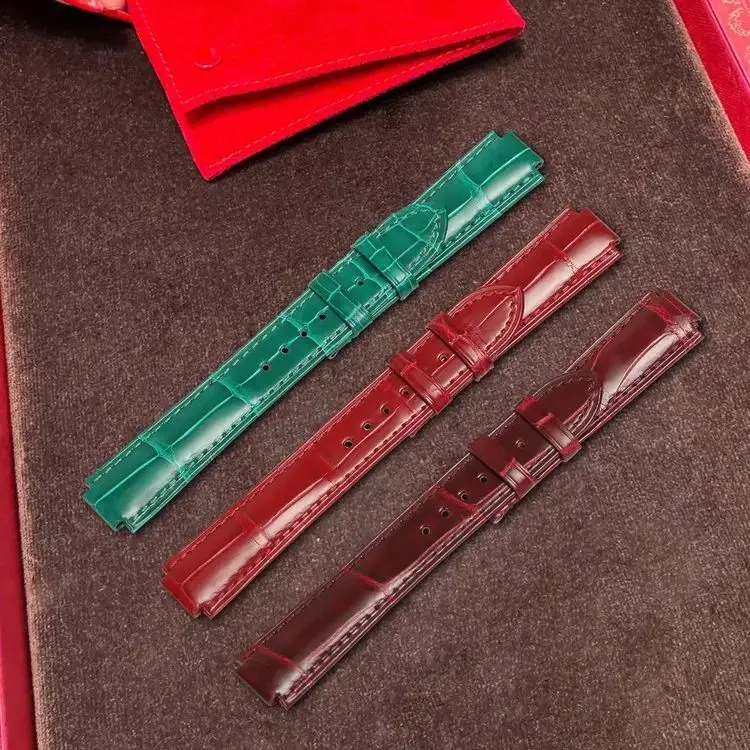 สายหนังจระเข้นิล ใช้ได้กับนาฬิกา Cartier Ballon Bleu Tank และ Key รุ่นดั้งเดิม สายหนังจระเข้นิลสำหรับผู้ชายและผู้หญิง