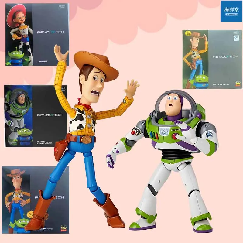 Kaiyodo original revoltech cowboy policial anime figura jessis woody ver 1.5 buzz lightyear 2.anime figuras de ação brinquedos para meninos
