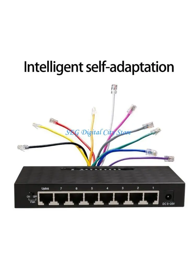 

U75B Коммутатор Gigabit Ethernet, 8 портов с поддержкой VLAN, светодиодная подсветка с эффективным охлаждением