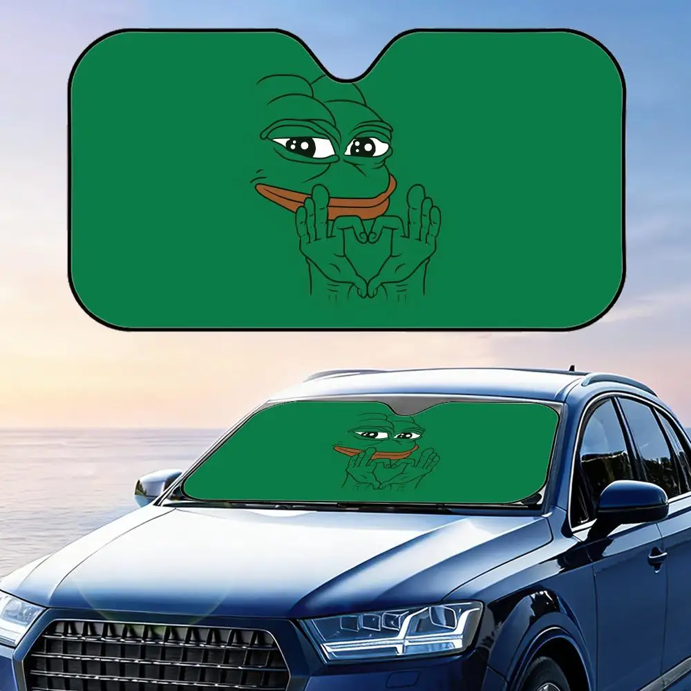 

Funny Sad Frog Sun Visor Reusable Aluminum Foil UV Protector Heat Three-layer Insulation Windshield Sunshades