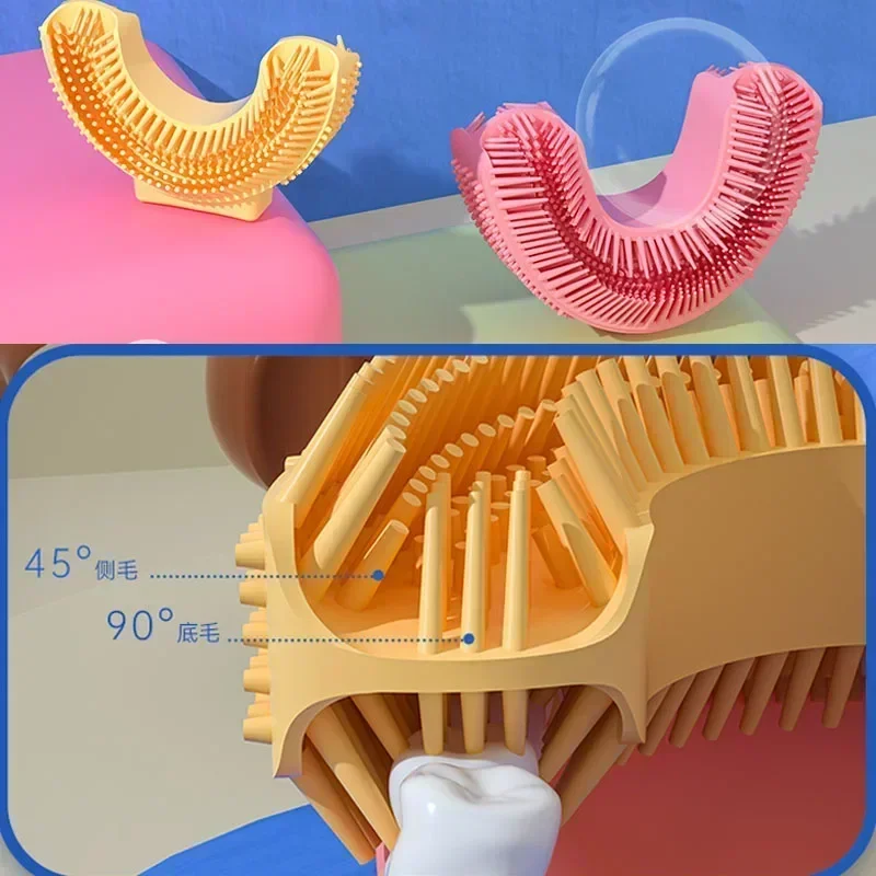 Manual Escova de Dentes Infantil, 360 Graus, Em Forma de U, Silicone, Limpo, Higiene Oral, Lactente Infantil, Mordedores Recém-nascidos