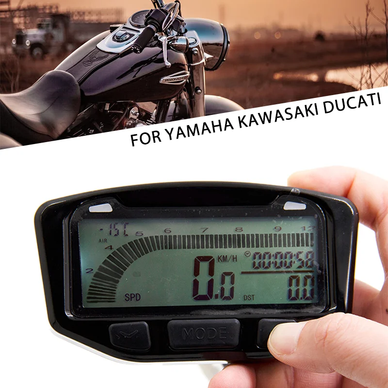 Digital Motorcycle Steam Speedometer Dashboard Calculator For Yamaha Kawasaki KTM Suauki Temperature Marker