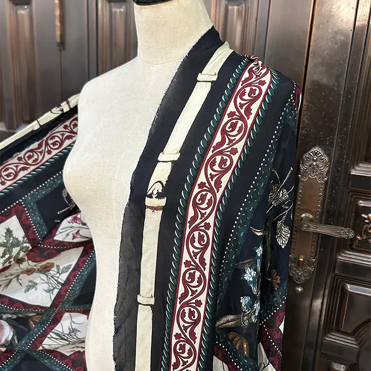 

1 метр, 100% тутовый шелк, 12 момме, креповая шелковая ткань, черный клетчатый узор, принт, 140 см, ширина 55 дюймов, по дворам CY057