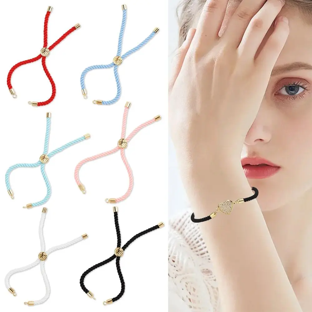 ใหม่ 11 ซม.เชือก DIY สีทึบสร้อยข้อมือเชือกทอปรับได้