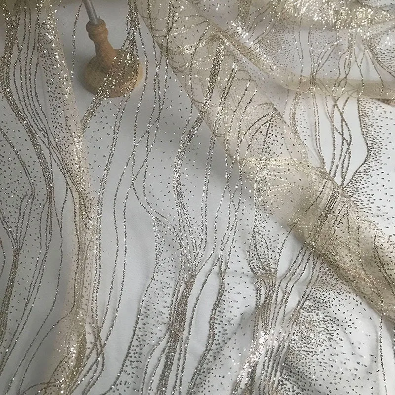 New Water Ripple Sequins, Pearl Lace Mesh Fabric, Handmade Wedding Clothing, Fashionable and Creative Decorative Accessories