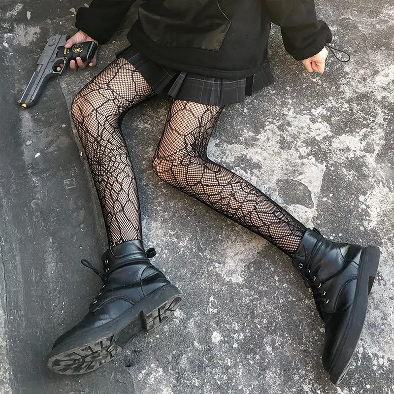 Cổ Điển Lolita Rỗng Ren Lưới Cổ Đáy Quần Sexy Nữ Nhật Gothic Punk Retro Mạng Nhện Quần