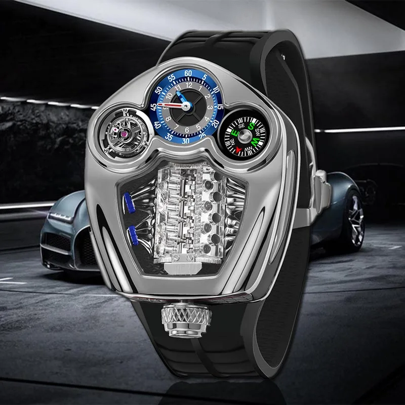 Pindu design relógio masculino marca superior de luxo relógio de negócios masculino bússola à prova dwaterproof água quartzo relógios pulso pulseira silicone p6658