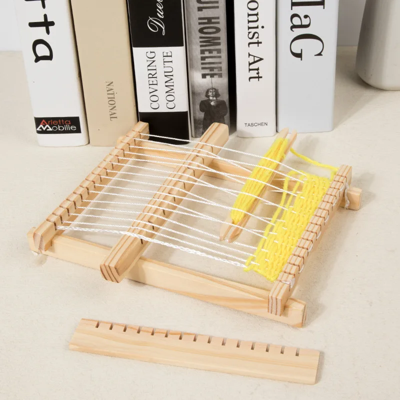 Wooden Loom Spinning Knitting Machine Weaving Loom Mini Handmade DIY Handcraft Traditional Weaving Toy Kids Educational Gifts