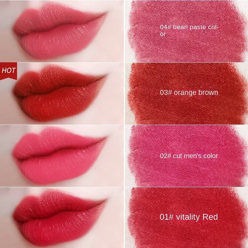 4 สีกันน้ํา Matte Lipliner ดินสอ Contour Tint ลิปสติก LIPS แต่งหน้า Non-Stick CUP Moisturizing เครื่องสําอางค์เซ็กซี่สีแดง