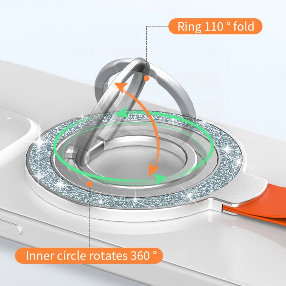 Magnetyczny brokatowy uchwyt na telefon 360° °   Obrotowy uchwyt na pierścionek na palec do iPhone'a 15, 14, 13, 12
