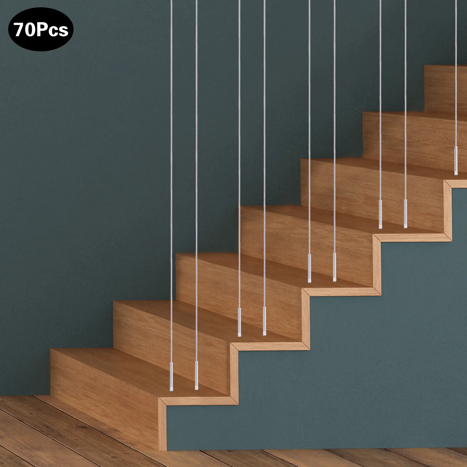 

Cable Railing Hardware 70 Pack T316 Stainless Steel Right&Left Handed Thread Screws 1/8" Steel Cable Railing Kit for Wood Post