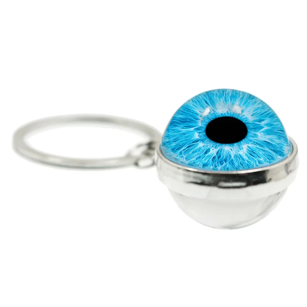 Hot Selling animals Eye Glass Eyes 20mm Cabochon Glass Ball Keyrings Round Dome Dragon Eye Keychain Jewelry Accessory