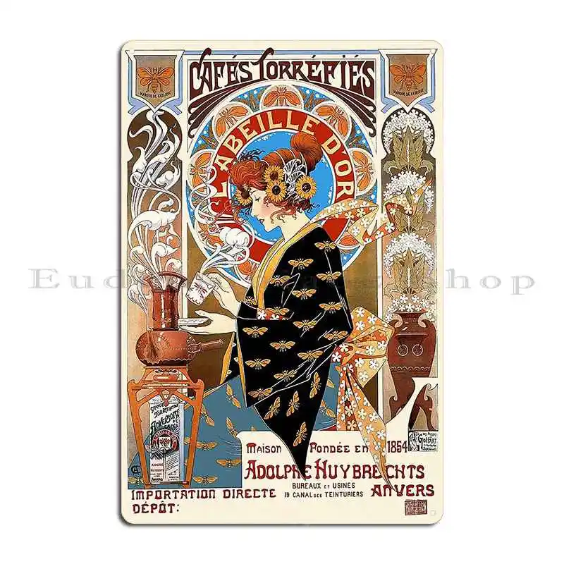 Labeille Dor French Art Nouveau Poster Metal Plaque Poster Wall Cave Cinema Kitchen Character Party Tin Sign Poster