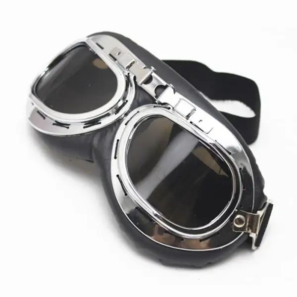 

Винтажные хромированные мотоциклетные спортивные полушлемы для пилота, темно-коричневые очки