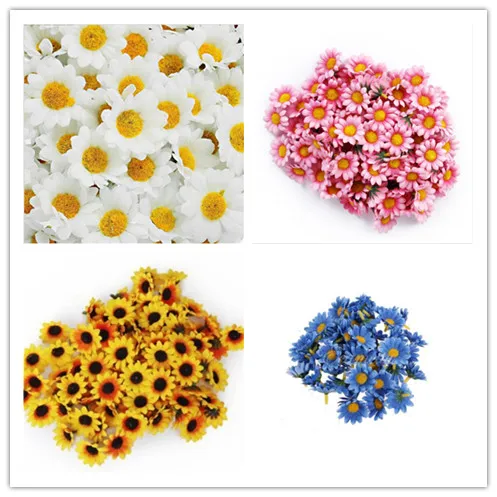 Handmade Artificial Sunflower DIY Wreath Mini Flower Head For Wedding Decoration Fake 100pcs