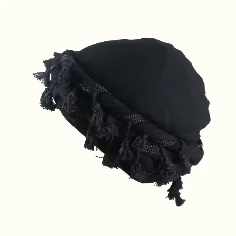 Head Scarf for Men Head Wrap twist tail Cotton hat colored tub-lined pullover hat double protective hair braid hat