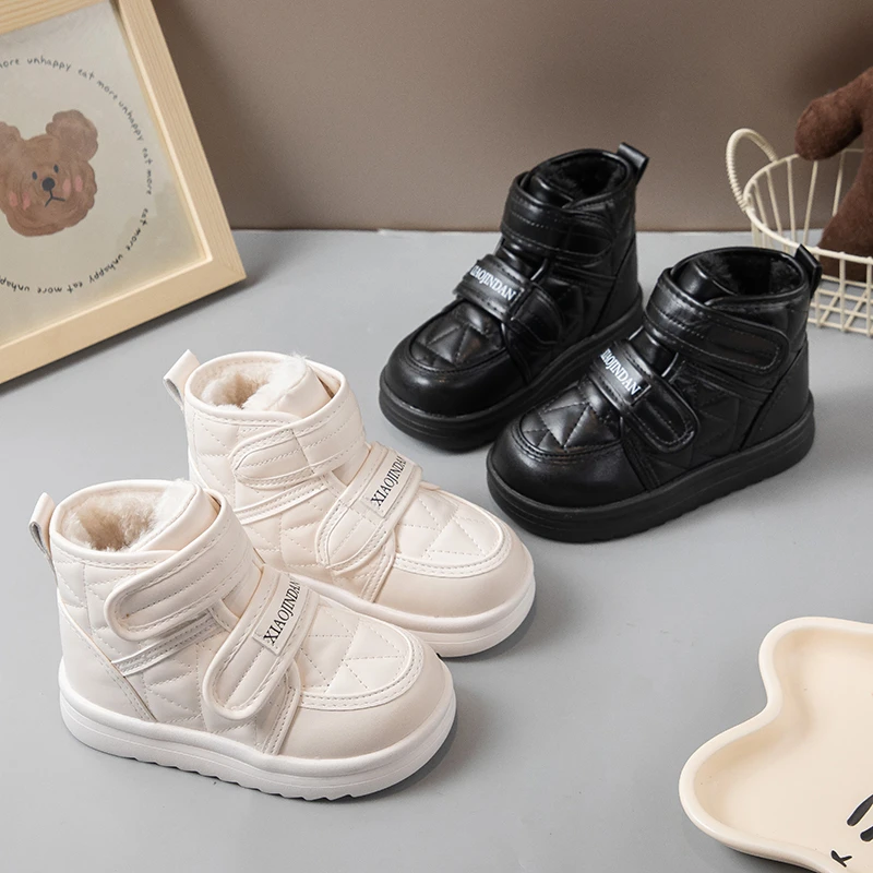 

Children Snow Boots with Thick Fur Fashion Kids Warm Boots Double Hook&loop 2025 Winter New Boys Girls Short Boots Soft Non-slip