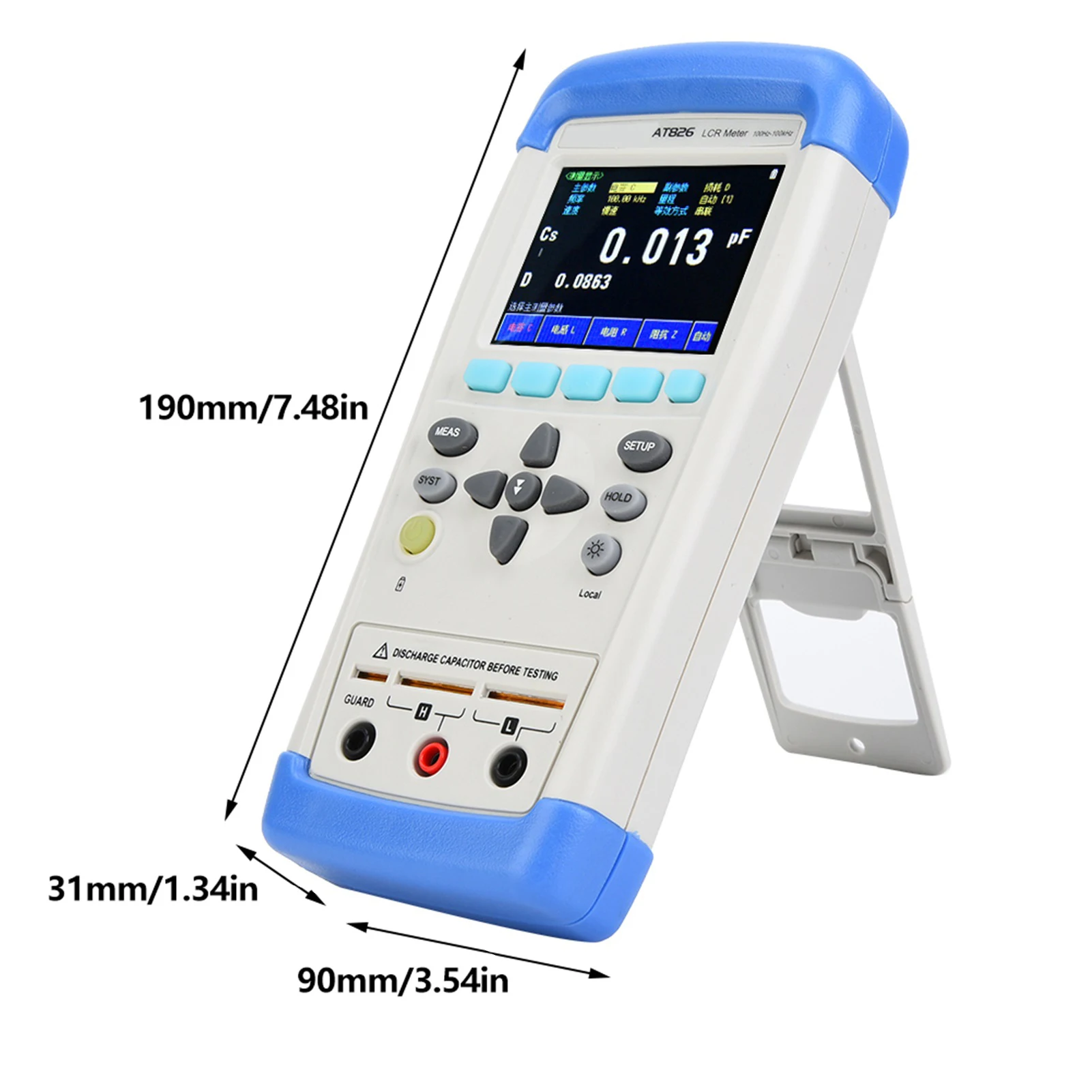 AT826 Misuratore digitale portatile professionale Tester di capacità di induttanza di resistenza Tester di induttanza di resistenza
