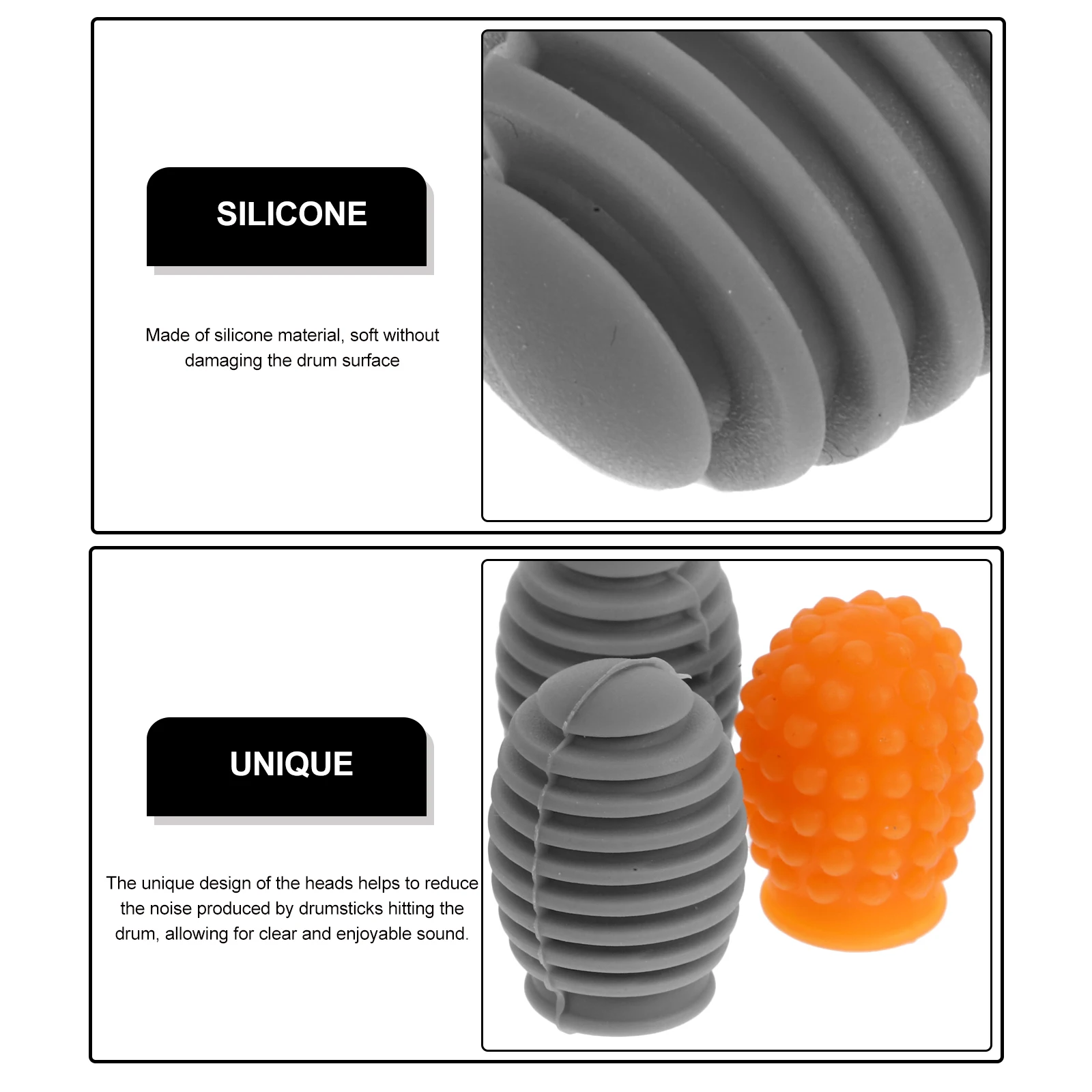 

4pcs Drumstick 7A5A Practice Mute Tips Yellow Grey Silicone Cover Caps Drum Accessories Drum Accessories