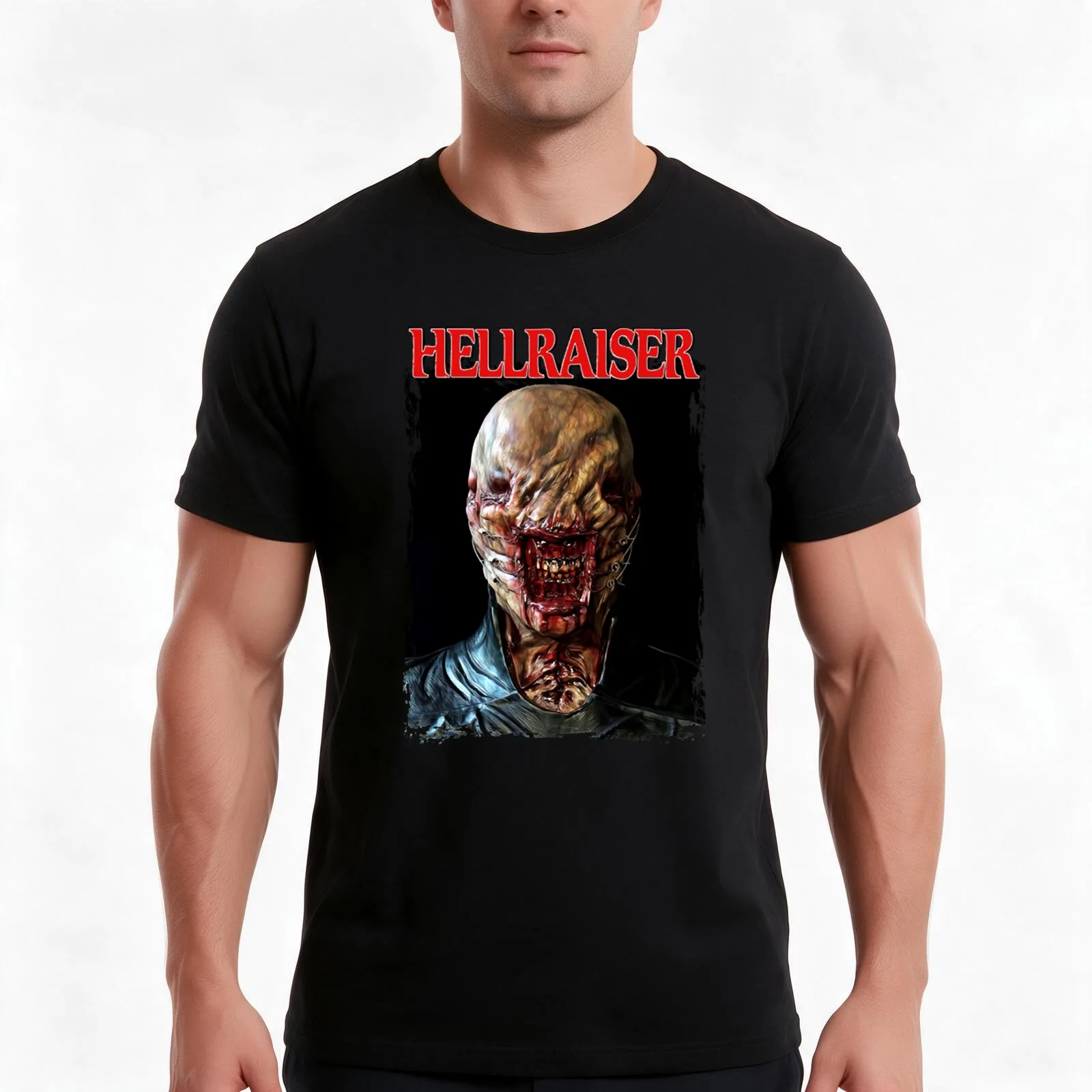 Hellraiser Chatterer T-Shirt, Summer Casual Cotton Tee, Oversized Streetwear Tops, Vintage Graphic Print, Loose Fit Short Sleeve