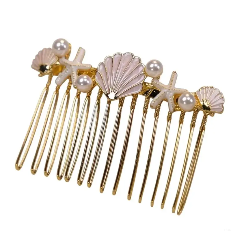 195C Shell Faux Bead Hair Accessory for Women Summer Styling