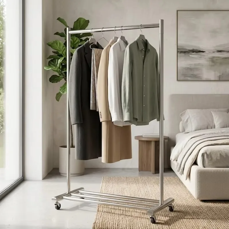 Luxury Freestanding Garment Rack With Durable Steel Tube Storage Base Elegant Display Stand For Boutique Showroom Living Room