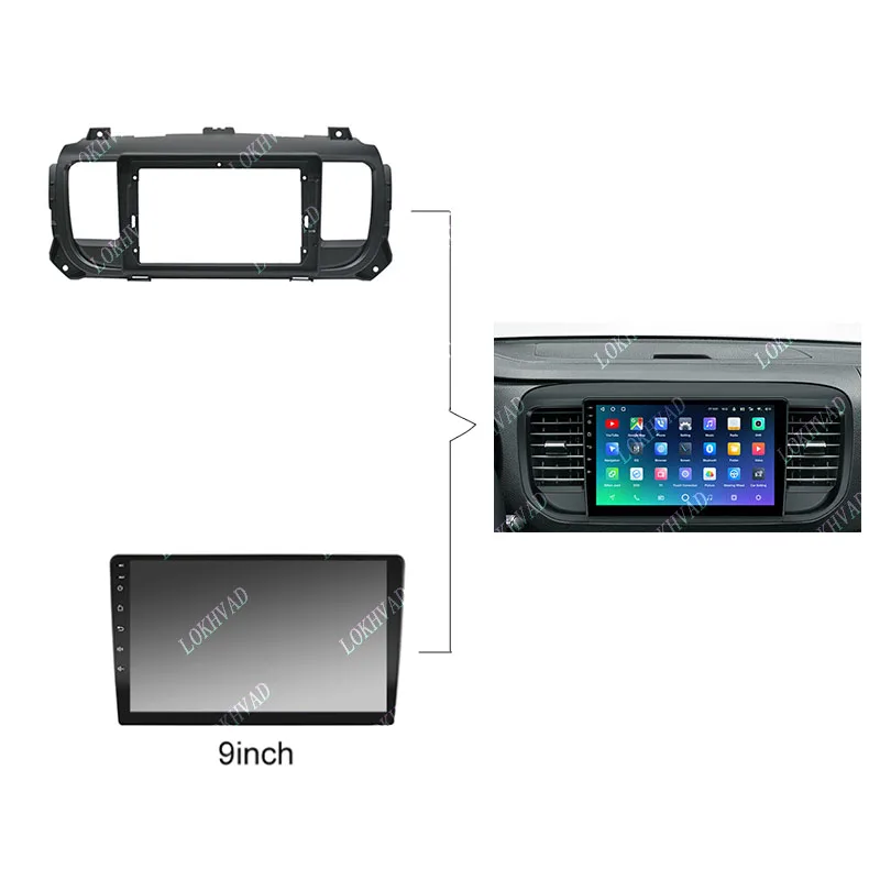 9inch Car Radio Fascia for Citroen Jumpy 3 SpaceTourer  DVD Stereo Frame Plate Mounting Dash Installation Bezel Trim Kit