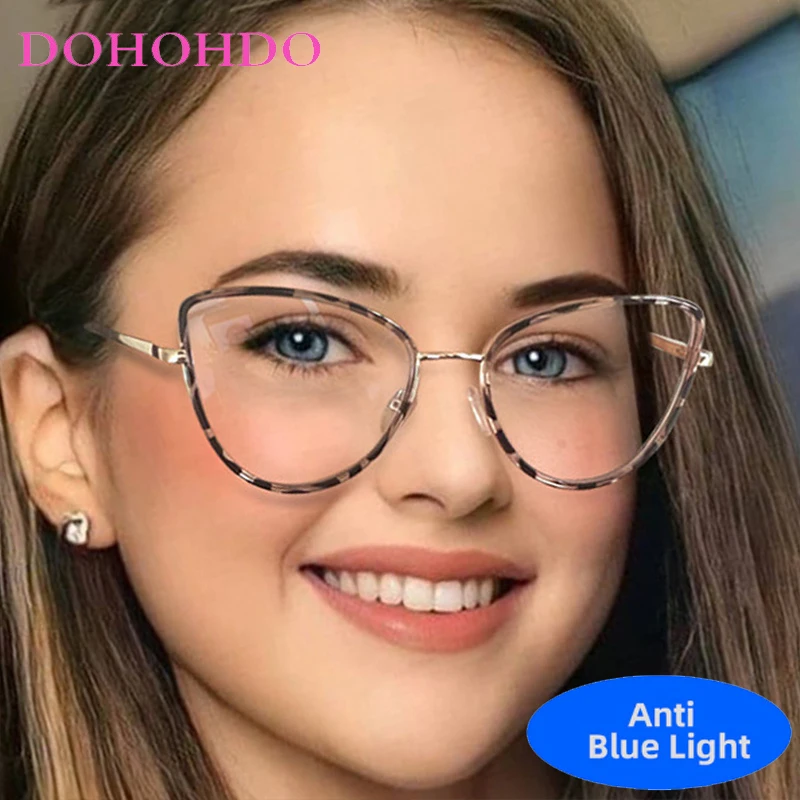 TR90 Luxus Designer Metall Cat Eye Brillen Frauen Mann Mode Marke Optische Spektakel Blau Licht Blockieren Gläser Оhj Len