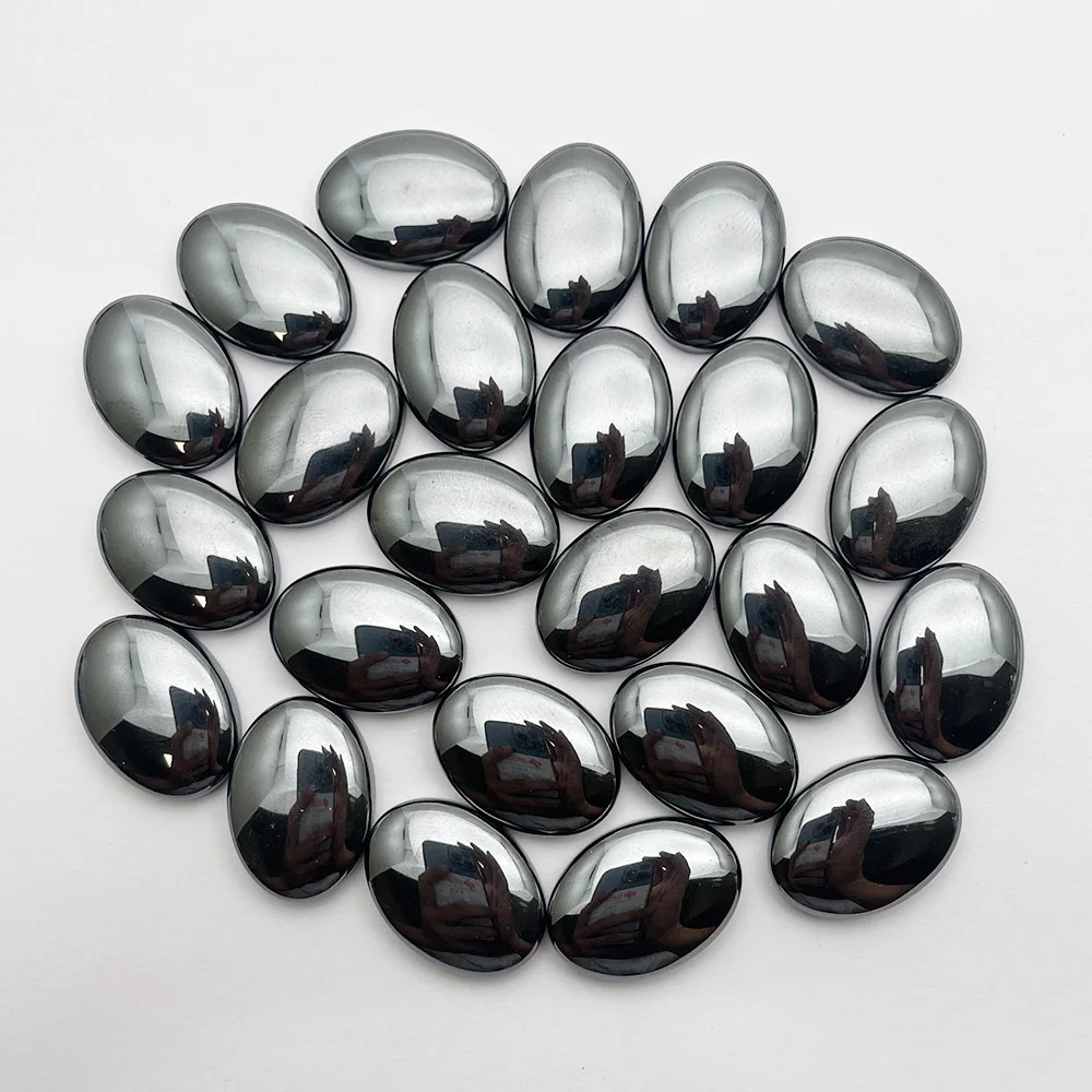 fashion Natural Stone Hematite oval cabochon 25x18MM no hole Bead for jewelry making Charm Ring Accessories 20Pc Good quality