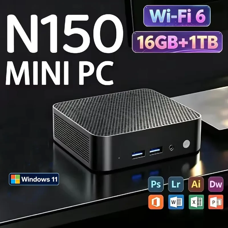 Compact Mini PC Computer Core N150 Multiple RAM SSD Options High Speed Storage 4K HD Gaming Office Desktop