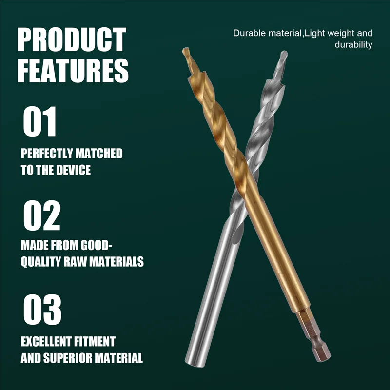 

2Pcs 1/4 Inch Hex Shank Pocket Hole Drill Bit + 3/8(9.5Mm)Replacement Twist Step Drill Bit With Depth Stop Collar For Manual Poc