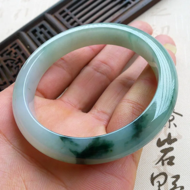 Genuine Grade A Myanmar Jadeite Ice Floating Jade Bangle Bracelet Women Fine Jewelry 100% Natural Burma Certified Jade Bangles