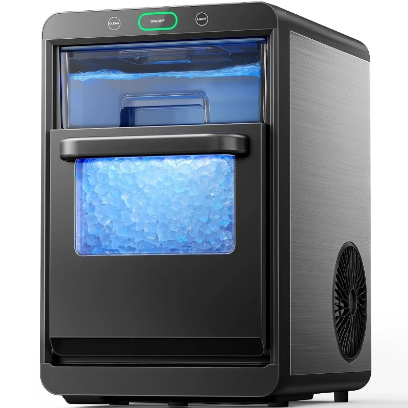 Ice Maker Countertop, Silonn Pebble Ice Maker Machine Crushed Ice, 44lbs in 24h, Pull-Out Water Tank and Removable Ice Basket