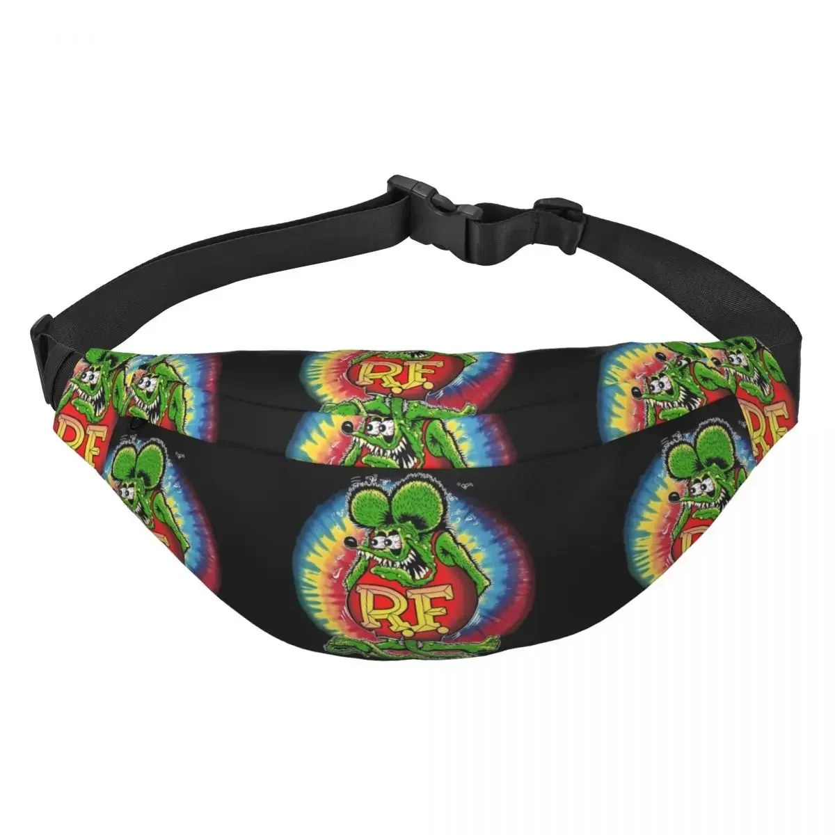 Rat Fink Stripe Fanny Pack Men Women Cool Comic Cartoon Sling Crossbody Waist Bag for Travel Cycling Phone Money Pouch