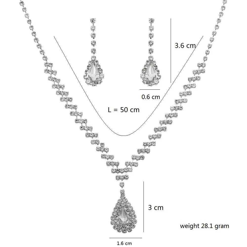 BLIJERY Simple Design Bridal Jewelry Sets for Women Rhinestones Waterdrop Choker Necklace Earrings Sets Wedding Jewelry Set Gift