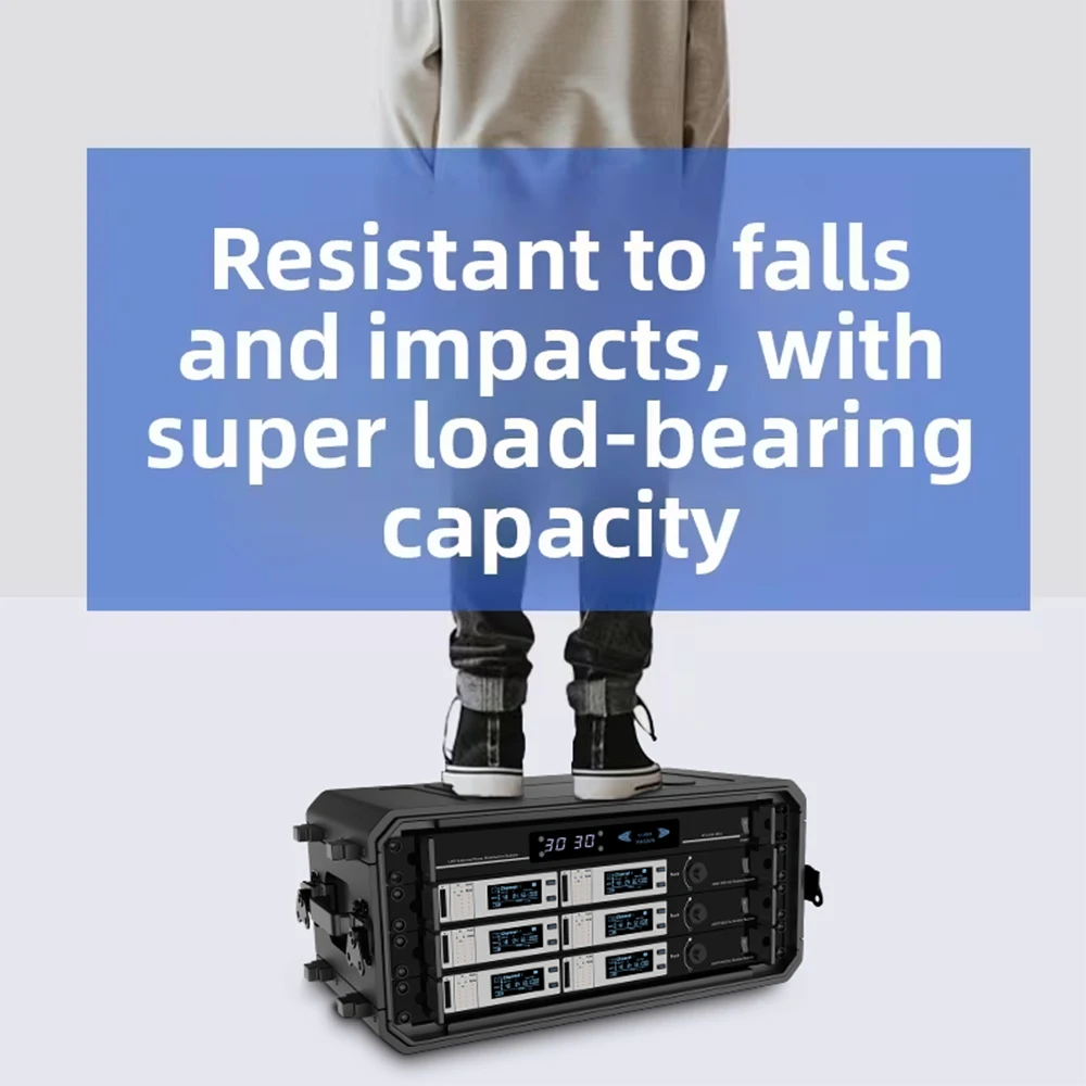 PE Plastic Portable Flight Case Mixer Audio Speaker Rack Box Installation Transport Case Waterproof Dustproof Shockproof