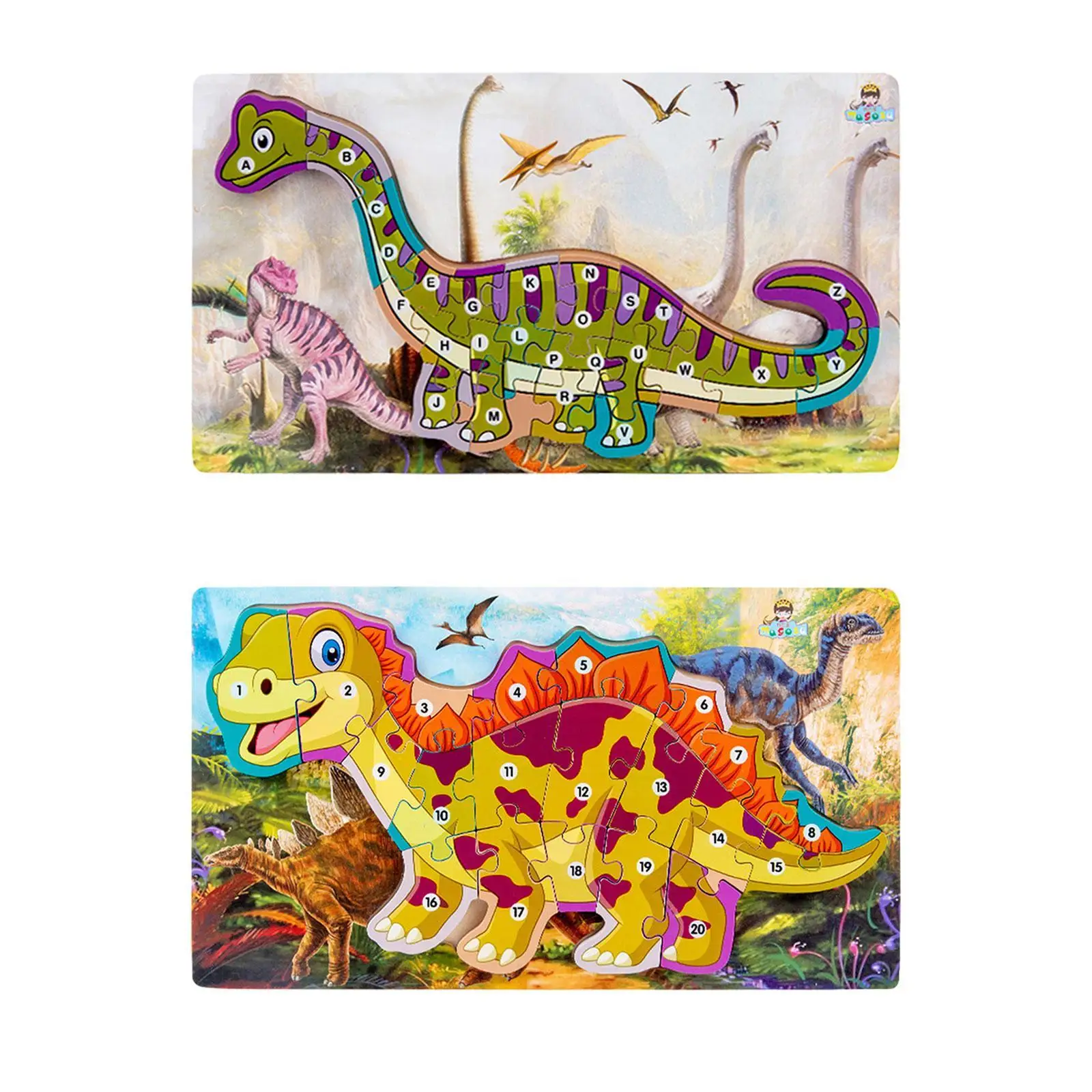 

Dinosaur Wooden Puzzle Cartoon Jigsaw Puzzle for Gift Girls Boys Age 4-8