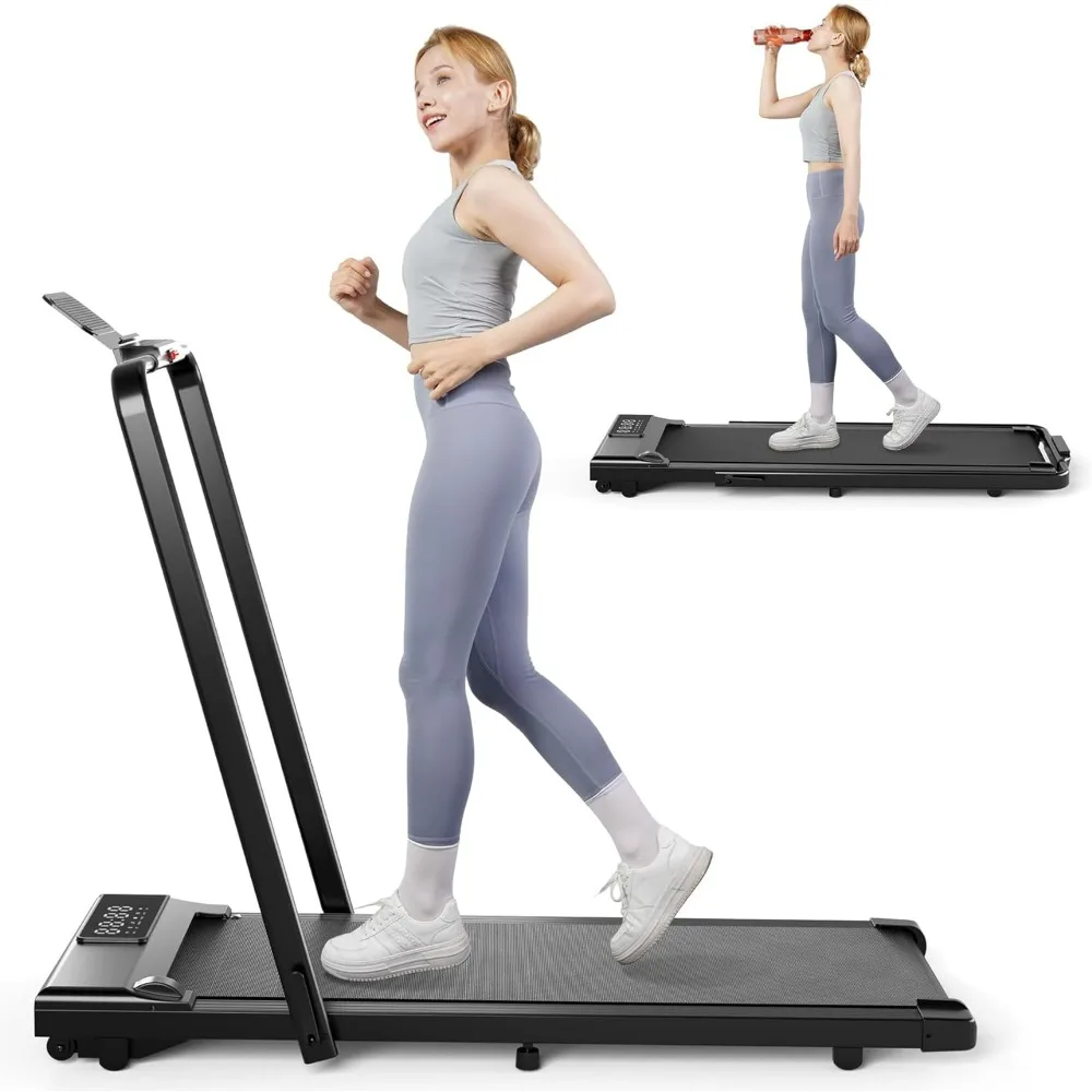 

2 in1 Folding Treadmill,Under Desk Treadmill, 300lbs Indoor Compact Walking Pad Walking Running Machine for Home Office with APP