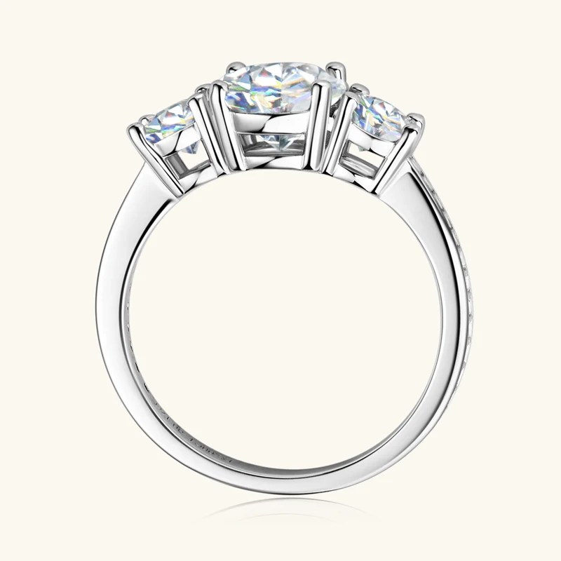 Anziw 3-stone Real 3.6CT Moissanite Wedding Rings for Women 100% S925 Silver Engagement Promise Band Fine Accessories Jewelry